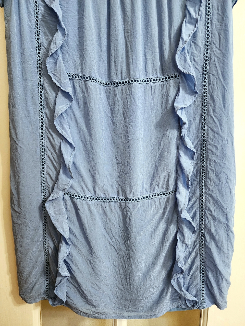 Claudie Pierlot RIMA Blue Ruffle Crochet Lace Dress FR 40 US 8 - Picture 8 of 13